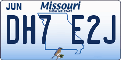 MO license plate DH7E2J