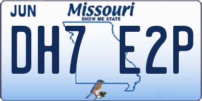 MO license plate DH7E2P