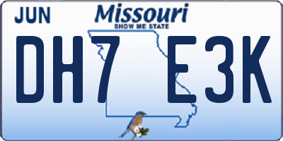 MO license plate DH7E3K
