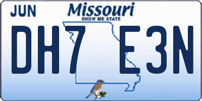 MO license plate DH7E3N