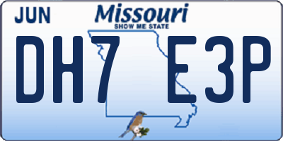 MO license plate DH7E3P