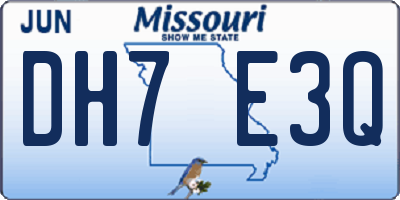 MO license plate DH7E3Q