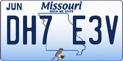 MO license plate DH7E3V