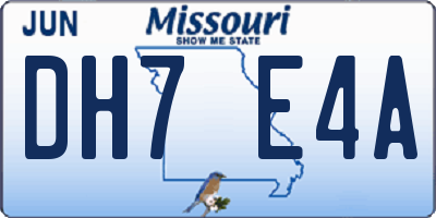 MO license plate DH7E4A