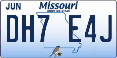 MO license plate DH7E4J