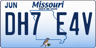 MO license plate DH7E4V