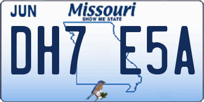 MO license plate DH7E5A