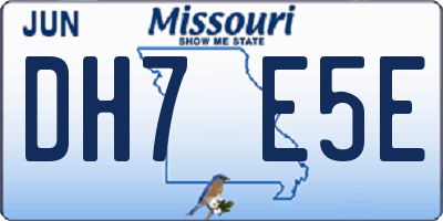 MO license plate DH7E5E