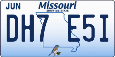 MO license plate DH7E5I