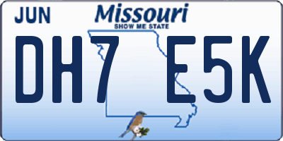 MO license plate DH7E5K