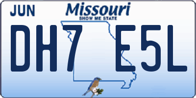 MO license plate DH7E5L