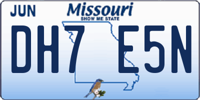 MO license plate DH7E5N