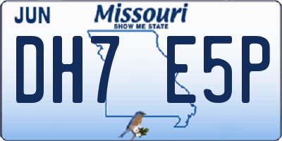 MO license plate DH7E5P
