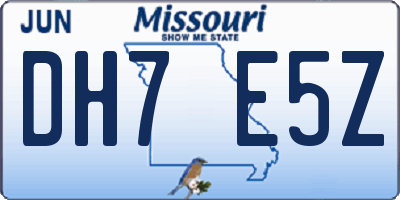 MO license plate DH7E5Z