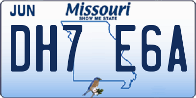 MO license plate DH7E6A