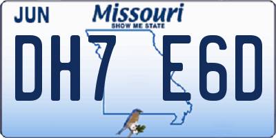 MO license plate DH7E6D