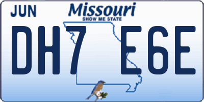 MO license plate DH7E6E