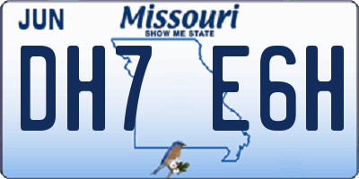 MO license plate DH7E6H
