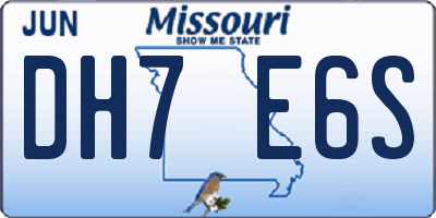 MO license plate DH7E6S