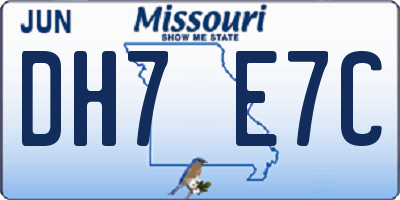 MO license plate DH7E7C