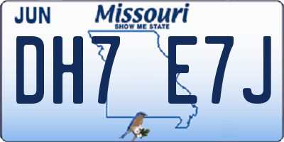 MO license plate DH7E7J