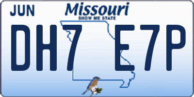 MO license plate DH7E7P
