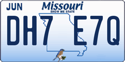 MO license plate DH7E7Q