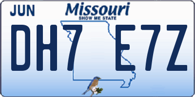 MO license plate DH7E7Z