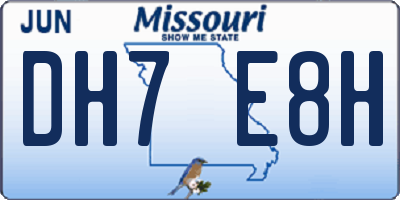 MO license plate DH7E8H