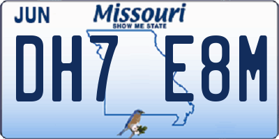 MO license plate DH7E8M