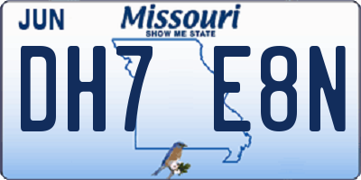 MO license plate DH7E8N