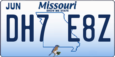 MO license plate DH7E8Z