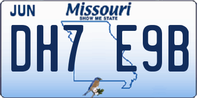 MO license plate DH7E9B