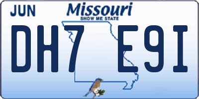 MO license plate DH7E9I
