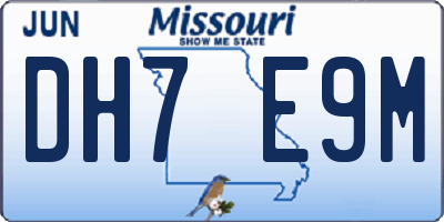 MO license plate DH7E9M