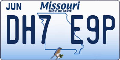 MO license plate DH7E9P
