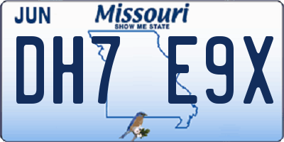MO license plate DH7E9X