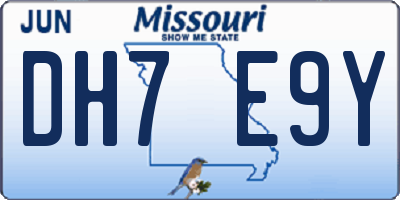 MO license plate DH7E9Y