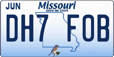 MO license plate DH7F0B