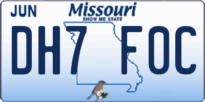 MO license plate DH7F0C