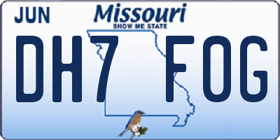 MO license plate DH7F0G