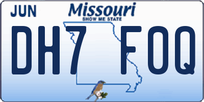 MO license plate DH7F0Q