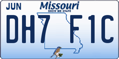 MO license plate DH7F1C