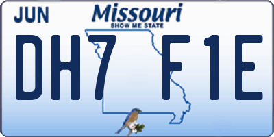 MO license plate DH7F1E
