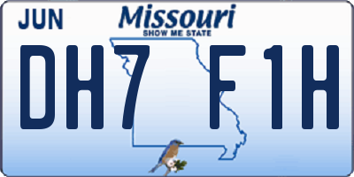 MO license plate DH7F1H