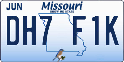MO license plate DH7F1K
