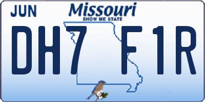MO license plate DH7F1R