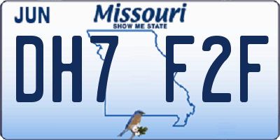 MO license plate DH7F2F
