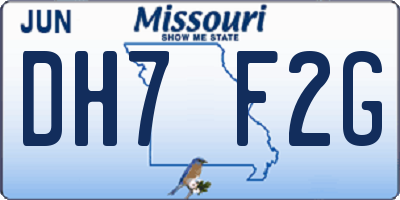 MO license plate DH7F2G