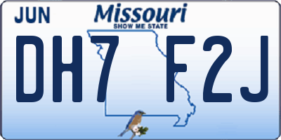 MO license plate DH7F2J